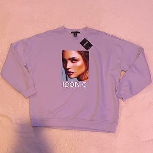 NWT graphic crew neck purple